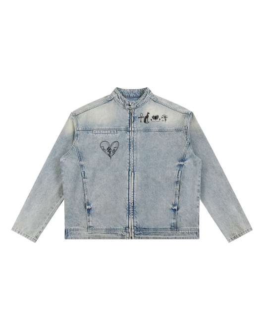 Vintage Wash Zip Denim Jacket