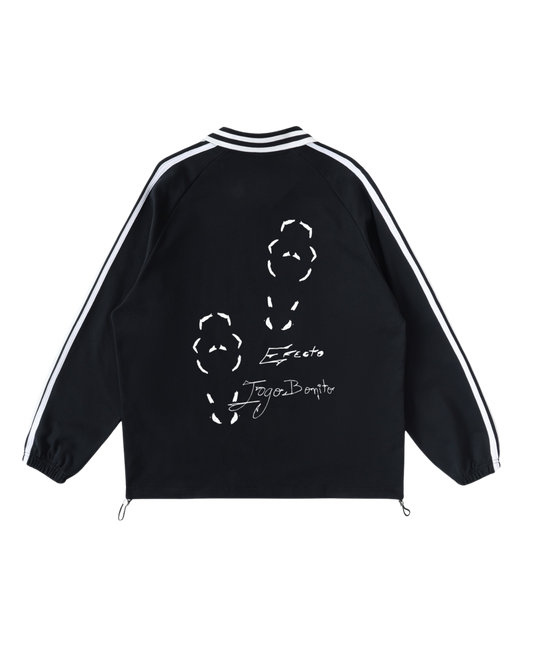 Contrast Striped Lapel Collar Sweatshirt