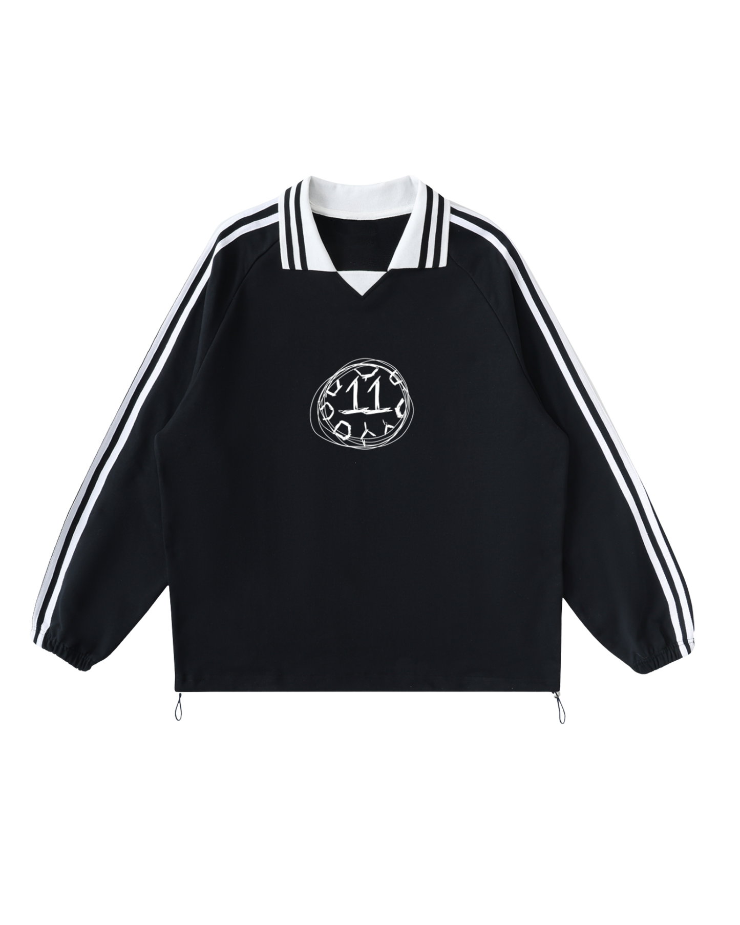 Contrast Striped Lapel Collar Sweatshirt